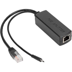 POE Splitter Adapter 48V to 5V Power Over Ethernet USB Connector High Efficiency 12W Micro USB Output with Surge Protection Compatible with 802.3af Switch for Android Tablets