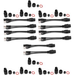 5 Pairs Ethernet POE Splitter Adapter Injector DC12V for IP Camera Advanced Design Stable Performance Plug Play Premium ABS Material Black White (Black)