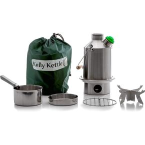 Scout 41 oz. Stainless Steel Kelly Kettle® Basic Kit (1.2 ltr) Rocket Stove Boils water Ultra Fast with just sticks/twigs. For Camping, Fishing, Scouts, Hunting, Emergencies, Hurricanes, Tornados