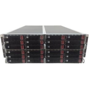 Supermicro SuperServer F628R3-RC1B+ 4U 4-Node NVMe, 8 x Xeon E5-2680 V4 2.4GHz 14-Core CPU, 512GB Memory, 8X 1.92TB SSD, 10GbE SFP+, Rails (Renewed)