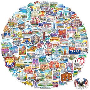 200PCS Travel Stickers, US Iconic Stickers USA National Park Sticker Pack Waterproof Souvenir Vinyl Decals for Scrapbooking Water Bottle Luggage Suitcase Laptop