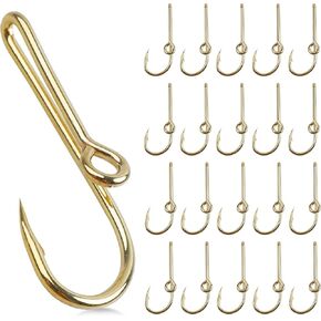 FUSIGO Fish Hook Hat Pins & Clips, 20pcs Fishing Hook Hat Tie Clasp Fashion Trend Hat Decoration Gold Black