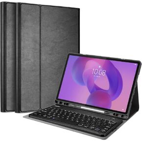 ProCase Case with Keyboard for Lenovo Idea Tab Pro 12.7" 2025 with Pen Holder, PU Leather Case with Magnetically Detachable Wireless Keyboard for 12.7" Lenovo Tab Pro 2025 Release -Black