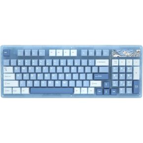 YUNZII Keynovo IF98 Pro Tri-Mode Wireless Bluetooth Hot Swappable Gasket Mechanical Gaming Keyboard 98 Key 96% 1800 Layout RGB Backlight for Mac & Win (Gateron G Pro Black, Wireless Blue)