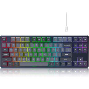 dagaladoo XVX WK87 Wired Mechanical Keyboard, RGB Backlit Hot Swappable TKL Gaming Keyboard with Software, 80% Layout 87 Keys Custom Computer Keyboard for Mac/PC/Windowns (Red Switch/PBT Keycaps)