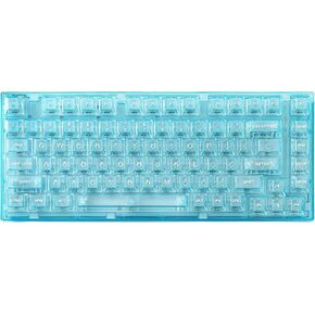 YUNZII X75 PRO 82 Key Wireless Hot Swappable Mechanical Gaming Keyboard with Transparent Keycaps,BT5.0/2.4G/USB-C, Gasket Keyboard,for Windows/Mac (Kailh Jellyfish Switch, Wireless-Light Blue)