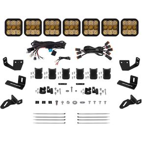 SS5 7-Pod CrossLink Lightbar Kit compatible with Prinsu/Sherpa Roof Racks, Pro Yellow Combo