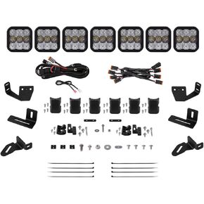 SS5 7-Pod CrossLink Lightbar Kit compatible with Prinsu/Sherpa Roof Racks, Sport Yellow Combo