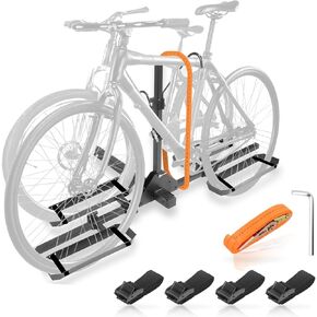 Hitch Mount 2 دراجة رف ، رف دراجة من منصة سعة 140 رطلاً مع حزام ، إمالة ذكية وتصميم قابلة للطي ، يتناسب مع المتلقي 2 بوصة للدراجات ، إطارات الدهون ، متوافقة مع السيارات ، سيارات الدفع الرباعي ، الشاحنة ، RV