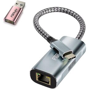 USB-C & USB-A to 2.5G Ethernet Adapter, USB Type C to Gigabit LAN Network Adapter Compatible with Thunderbolt 3 4, for Mac, MacBook Air, MacBook Pro, Laptop, Computer