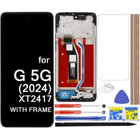 LCD Screen Replacement Touch Digitizer Display Assembly with Frame for Motorola Moto G 5G 2024 XT2417 XT2417-1 XT2417D 6.6"