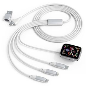 4 في 2 من كابل USB C متعدد الشحن لشاحن Apple Watch ، سلك شحن مغناطيسي سريع ، معتمد من MFI ومزامنة البيانات ، شاحن السفر لـ IWatch Ultra/SE2/10/9/8/7/6/5/4/3/3/1/1/SE ، iPhone 16 15 14-6ft