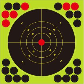 50 Pack 6x6 Inch Splatter Shooting Targets – Splatter Targets with Fluorescent Burst & Repair Patches – Ideal for Shooting Range Practice, Drills, Indoor & Outdoor Use