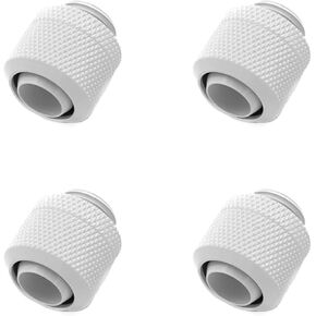 Barrow G1/4" to 3/8" ID, 1/2" OD Compression Fitting for Soft Tubing, White, 4-pack