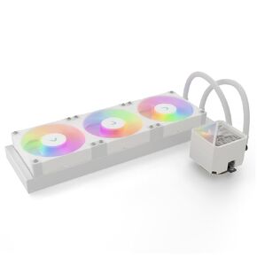 Valkyrie V360 Lite AIO CPU Liquid Cooler, White, 360mm, RGB LEDs, FDB 120mm Fans 2150RPM, 2800RPM Pump, Fits AMD AM5/AM4, Intel LGA 1851, AMD Ryzen 9800x3D, 7800x3D, Intel Core Ultra 245K, 265K, 285K
