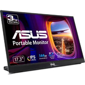 ASUS ZenScreen 17" 1080P Portable USB Monitor (MB17AHG) - Full HD, IPS, 144Hz, USB Type-C, FreeSync Premium, BLACK (Renewed)