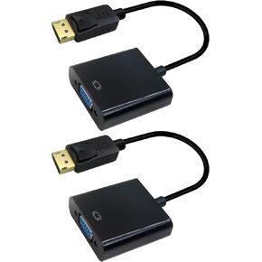 BLUE ELF DisplayPort to VGA Adapter, 2pcs Gold-Plated DP Male to VGA Female Converter for Desktop, Laptop and Other Devices with Display Port to HDTV, Monitor, Up to 1080p HD Upgraded
