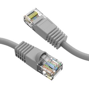 (5 Pack Cat5e Gray Copper Ethernet Patch Cable, Snagless/Molded Boot, POE Compliant, 14 Feet