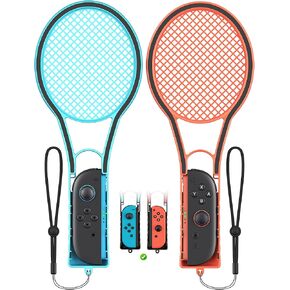 Tennis Racket for Nintendo Switch 2 Joy Cons, Hand Grips Compatible with Switch 2/OLED/Switch 1 Handle Grip Holder for Mario Tennis Aces Sports Game Accessories with Hand Staps-2 Packs