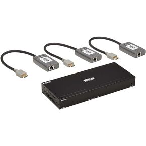 Tripp Lite 4-Port HDMI Over Ethernet Cat6 Extender Kit, Splitter/3x Pigtail Receivers - Up to 230 feet or 70.1 Meters - 4K 60Hz Video, HDR, 4:4:4, TAA Compliant (B127A-004-BHPH3)