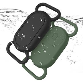 2-Pack Dog Collar Holder for Samsung Galaxy SmartTag2 Case, Waterproof Anti-Lost Silicone Case for Galaxy Smart Tag 2 for Pet Dog Collars (Black+Black)