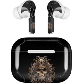 Skinit Decal Audio Skin Compatible with Apple AirPods Pro (2rd Gen, 2022) - Sarah Richter Skull and Owl by Sarah Richter Design