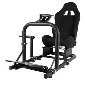 Hottoby Racing Simulator Cockpit with Seat Unobstructed Design for Both Legs Fit for Logitech/Thrustmaster G29,G920,G923,G25,G27&T300RS, Adjustable race car seat, No Wheel, Handbrake,Pedals.