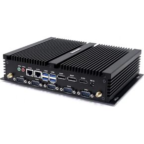 Industrial Mini PC, Mini Desktop PC Win 11 Pro, Fanless PC i7 8550U, 32GB DDR4 RAM 512GB SSD, 2 RJ45 LAN, DP EDP HD Triple Displays, 6 RS232 COM, Dual Band WiFi, BT