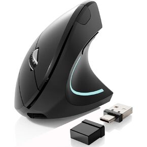 Ergonomic Mouse,Type-c and USB 2.4G Rechargeable Wireless Bluetooth Vertical Mouse, 800/1200 /1600 DPI, 5 Buttons for Laptop, iPad,Desktop, PC, MacBook,Mac Computer (Black)