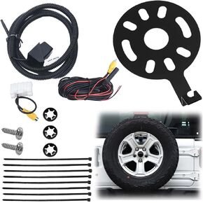 Car Spare Tire Backup Camera, Waterproof Auto Rear View Reverse Camera with Wire Adapter, Vehicle Accessories, Compatible with 2007-2018 Wrangler 2009-2015 Patriot 2007-2014 Freedom