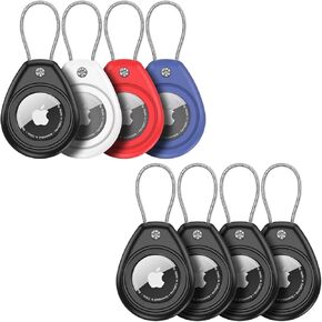HATALKIN Compatible with AirTag Holder Air Tag Keychain Case with Screen Protector, IP68 Waterproof Air Tags Key Chain for Apple Tag GPS Tracker, Air Tags-4 Pack Holder for Luggage Key,Backpack