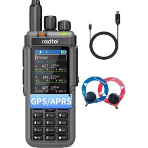 Radtel RT-880G GPS APRS 10w Ham Radio Walkie Talkie Portable CB Radio 1024 Channels HF SSB Rx with Cross-Band Repeater, 2.4 Inch Color Display with Programming Cable SW/MW Antenna