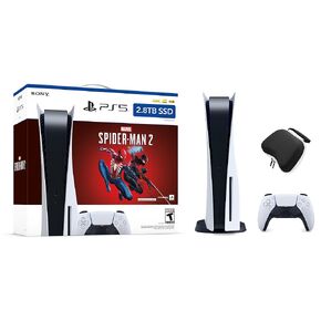 Sony PlayStation 5 Upgraded 2.8TB Disc Edition Marvel Spider-Man 2 Bundle and Controller Case - White, PS5 Gaming Console [video game] (Renewed)