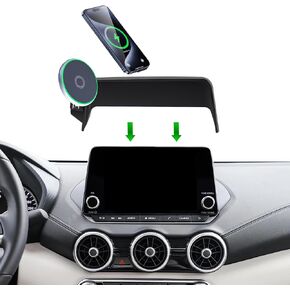 Car Phone Holder for 2021-2025 Nissan Rogue/2019-2025 Altima/2020-2025 Sentra Accessories 15W Fast Wireless Charger 8-in Screen Fixed Clip Cell Phone Mount Hands-Free 360 Degree Rotation