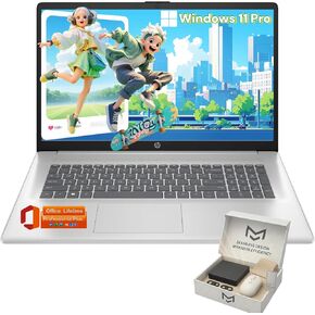 HP Flagship 17 Laptop Computer - 17.3" HD+ Screen, Intel 10-Core i5-1334U, Intel Graphics, 64 GB RAM, 2 TB SSD, Backlit Keyboard, Wi-Fi 6, Windows 11 Pro + Free MS Office for Study and Business Work