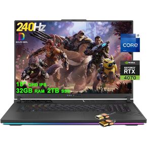 ASUS ROG Strix G18 G814 Gaming Laptop 18" QHD 240Hz (100% DCI-P3, 3ms) Intel 24-Core i9-13980HX 64GB RAM 4TB SSD GeForce RTX 4070 8GB Thunderbolt RGB Backlit Fast Charging Win11 Black + HDMI Cable