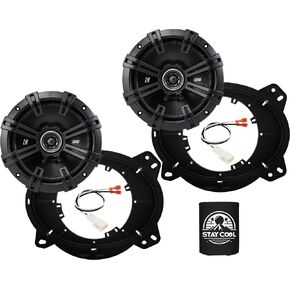 KICKER Speakers 6.5 inch for Toyota Tundra (Crew Cab) 2007-2013 Upgrade Kit - Pair of DS Series with Adapters and Harness, Coaxial 6 1/2 Car Audio Front Door Speaker DSC650, 43DSC6504