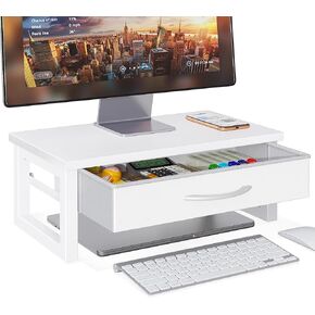 Computer Monitor Stand Riser, Desk Organizers and Accessories with Drawer, 2-Tier Laptop Stand for Desk, Office Organizer Storage, Wood