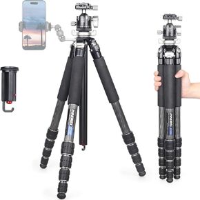 INNOREL Carbon Fiber Camera Tripod GT254C Professional Compact Portable Tripod for DSLR Camera Lightweight Camera Stand with Low Gravity Center Ballhead Special-Shaped Center Column Load 33.1lb/15kg