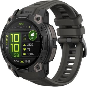 22mm Rubber Sport Replacement Strap Compatible with Garmin Instinct 3 Solar 45mm/Instinct 3 Amoled 45mm, Waterproof Watch Band Breathable Lightweight Strap Wristband