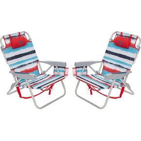 Banana Boat Folding Beach Chair Lightweight Backpack Chairs for Adults 5-Position with Lay Flat Outdoor Heavy Duty Beach Chair, Red (1 PK)