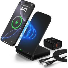 Samsung S25 Ultra Upright Wireless Charger,15W Fast Wireless Charging Station with AC Adapter for Samsung Galaxy S25+ S25 S24 Ultra S24 FE S23+ S22 Ultra S21,Google Pixel 9a 9 Pro XL 9 Pro Fold 8 Pro