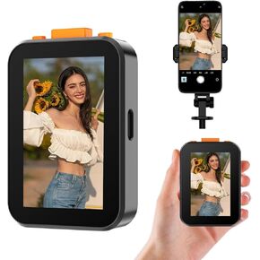 2'' Mini Wireless Selfie Monitor Screen for Phone, with Sounds, Portable Phone Rear Camera Selfie Monitor for Vlog Live Stream and TikTok (with Clip)