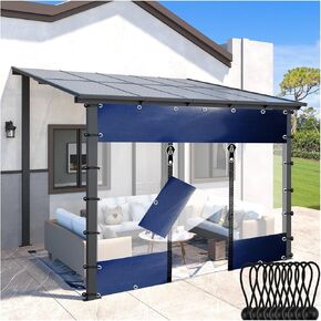 Outdoor Curtains Dust-Proof and Wind-Proof Sliding with Zipper, 0.5mm Thicken Up Curtains with Eyelets (11.81x8.2'/3.6x2.5m)
