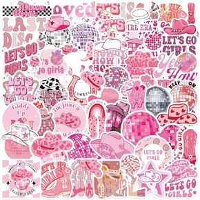 Pink Y2K Fashion Aesthetic Stickers for Girls Women, 50PCS Cool 2000s Trend Waterproof Sticker for Water Bottle, Laptop, Scrapbook, Retro Pop Culture Girls Decals, Y2K Party Supplies (Y2K)