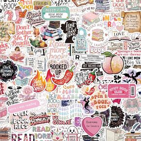 300PCS Book Stickers,Holographic Reading Book Stickers for Kindle,Vinyl Waterproof Romance Bookish Decals,for Laptop Water Bottle Journal Scrapbookbook