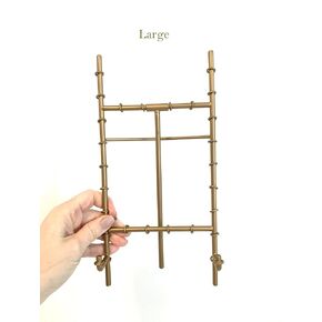 "Antique Gold" Bamboo Easel 3 Sizes Tabletop Stand Style Metal Tripod Brass Table Picture Frame Card Holder Dish Plate Desktop Calendar Cookbook Stand (Large 10"x5")
