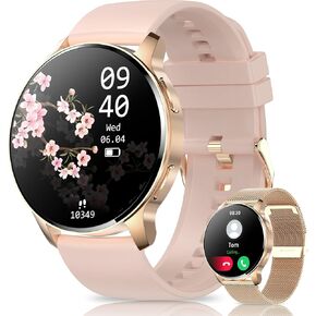 Smart Watch for Women, Bluetooth Smartwatch Make/Receive Calls With 24-hour heart rate&sleep monitor, IP67 Waterproof Fitness Tracker Watch for Android iOS, 120+ Sports Modes, 200+ Dials, 2 Bands