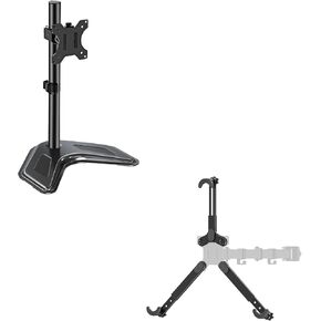 Single Monitor Stands Fits 13-32 inch/17.6 lbs Screen, Free Standing Computer Monitor Mount and Universal Non-VESA Monitor Mount Adapter