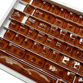 daixiahu Amber Fossils Theme Keycaps, 150 Keys Sublimation Keycap Set, Cherry Profile Custom Keycaps for Cherry Gateron MX Switch Mechanical Keyboard PC Material + Special Coating